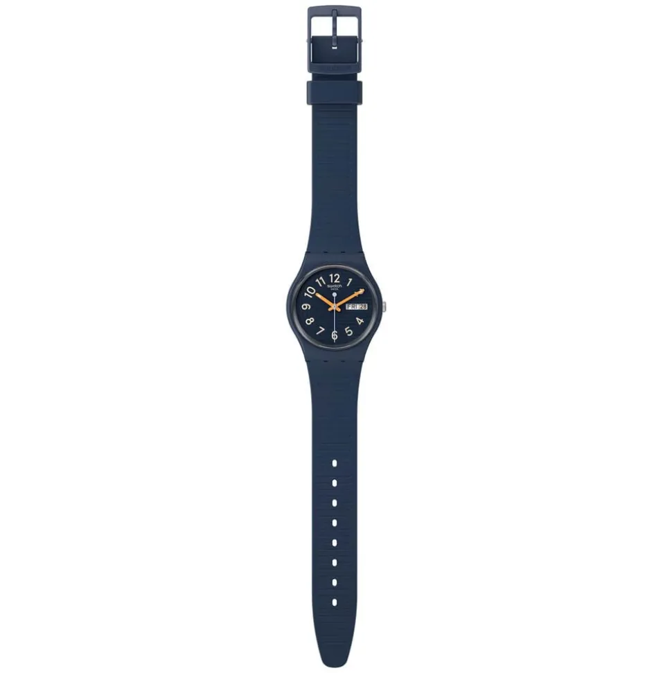 Swatch Trendy Lines at Night 34mm Dark Blue Dial Strap Watch