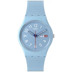 Swatch Trendy Lines in The Sky 34mm Light Blue Dial Strap Watch