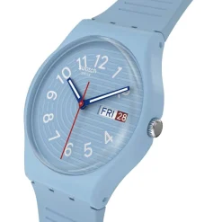 Swatch Trendy Lines in The Sky 34mm Light Blue Dial Strap Watch