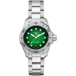 TAG Heuer Aquaracer Professional 200 Date 30mm Green Dial Diamond Dots Steel Bracelet Watch