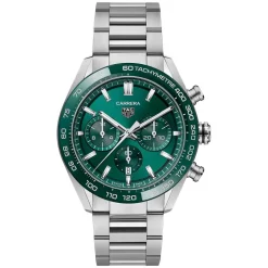 TAG Heuer Carrera Chronograph 44mm Green Dial & Bezel Stainless Steel Bracelet Watch