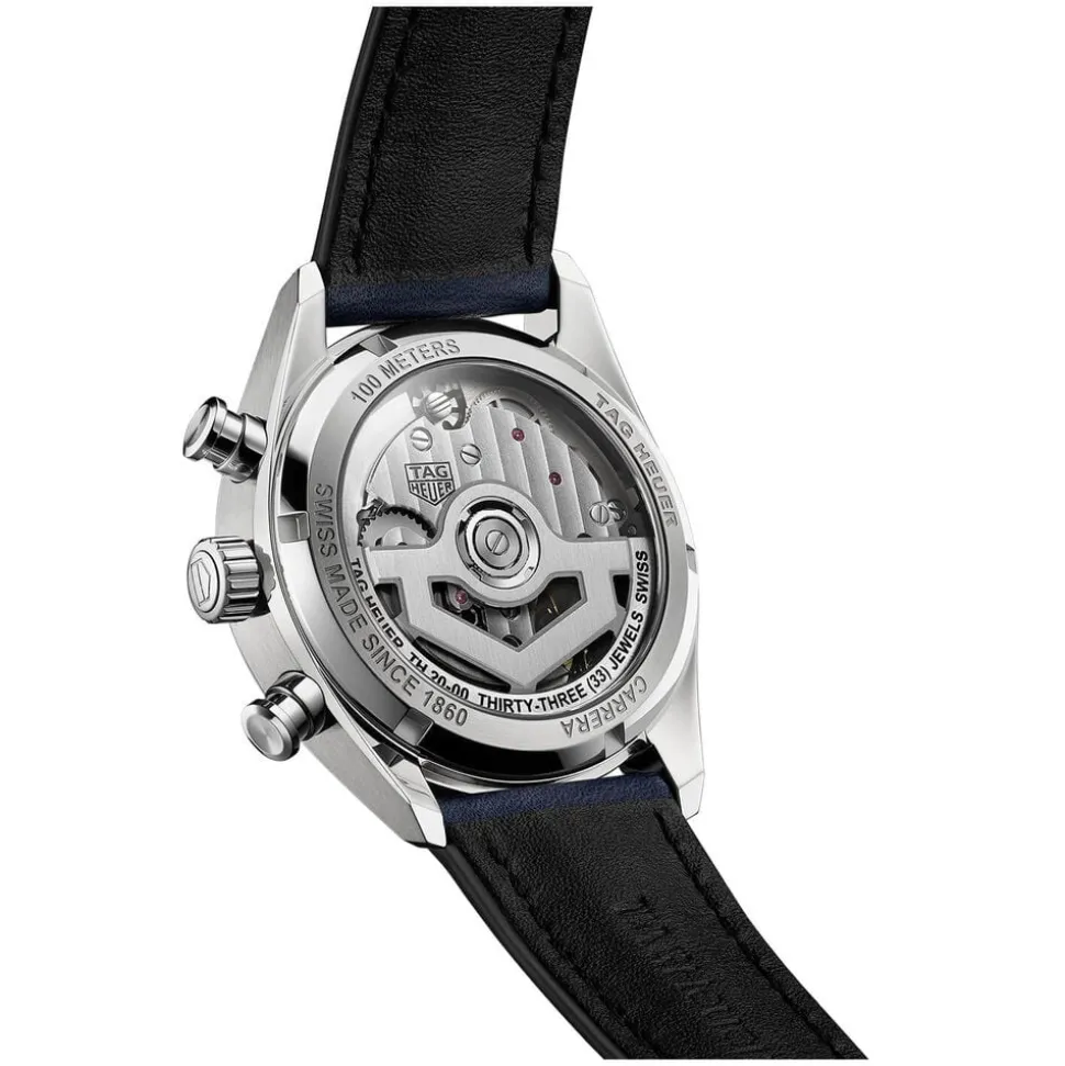 TAG Heuer Carrera Chronograph 39mm Blue Dial Leather Strap Watch
