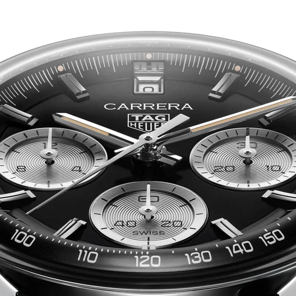 TAG Heuer Carrera Chronograph 39mm Black Dial Leather Strap Watch