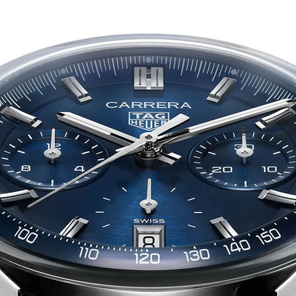 TAG Heuer Carrera Chronograph 39mm Blue Dial Leather Strap Watch