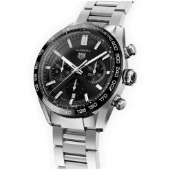 TAG Heuer Carrera Chronograph 44mm Black Dial & Bezel Stainless Steel Bracelet Watch