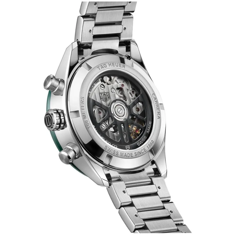 TAG Heuer Carrera Chronograph 44mm Green Dial & Bezel Stainless Steel Bracelet Watch