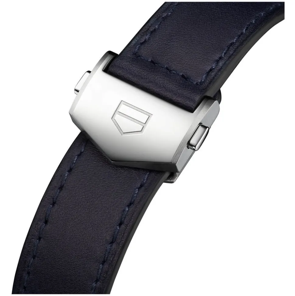 TAG Heuer Carrera Chronograph 39mm Blue Dial Leather Strap Watch