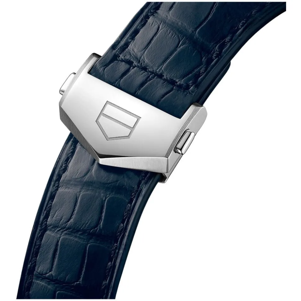 TAG Heuer Carrera Date Automatic 39mm Blue Dial Steel Case Blue Alligator Strap Watch