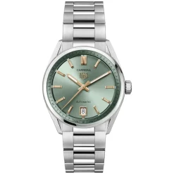 TAG Heuer Carrera Date 36mm Green Dial Rose Gold Index Stainless Steel Bracelet Watch
