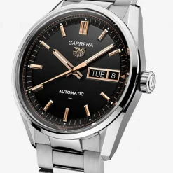 TAG Heuer Carrera Day-Date 41mm Black Dial Stainless Steel Bracelet Watch