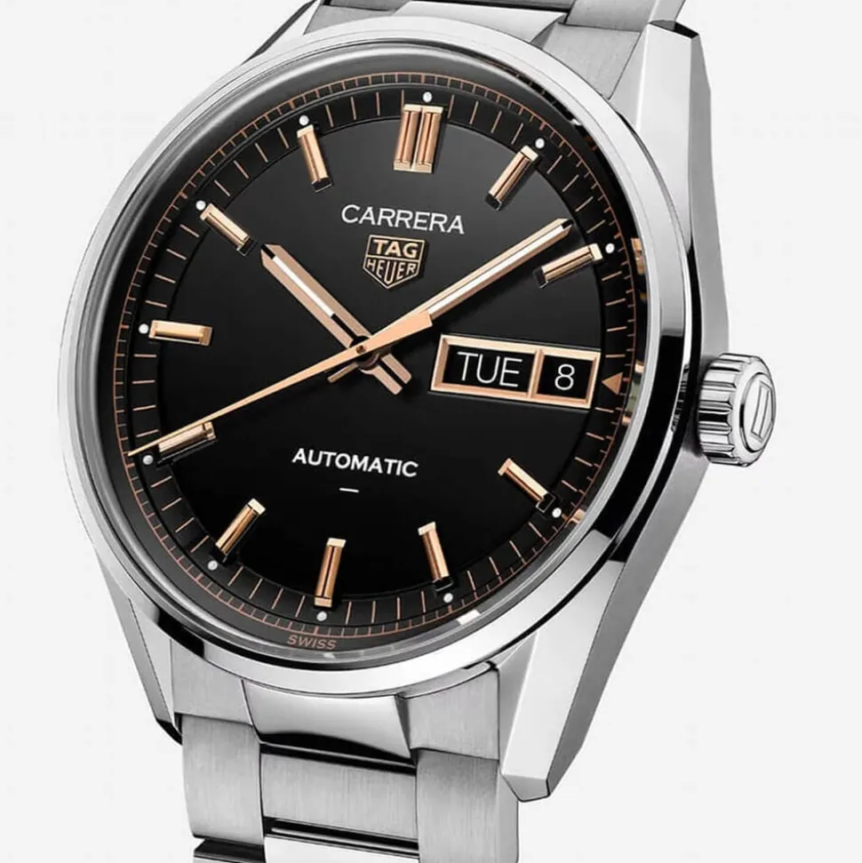 TAG Heuer Carrera Day-Date 41mm Black Dial Stainless Steel Bracelet Watch