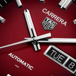 TAG Heuer Carrera Day-Date 41mm Smokey Red Dial Stainless Steel Bracelet Watch