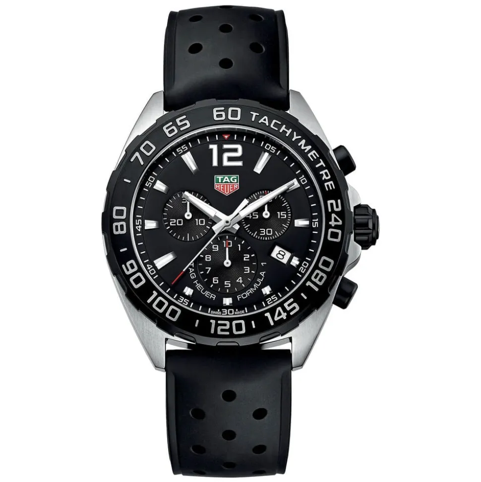 TAG Heuer Formula 1 Chronograph 43mm Black Dial Rubber Strap Watch