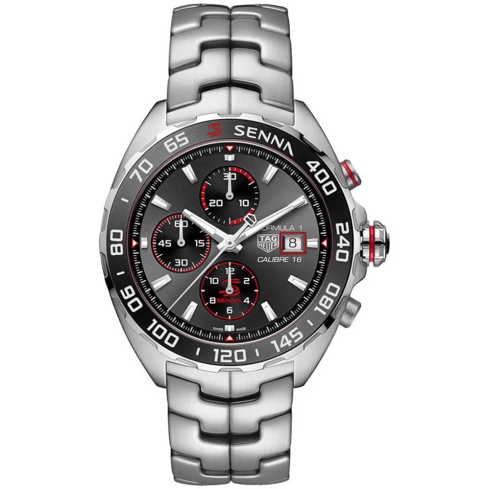 TAG Heuer Formula 1 Chronograph x Senna 44mm Black Dial Stainless Steel Bracelet Watch