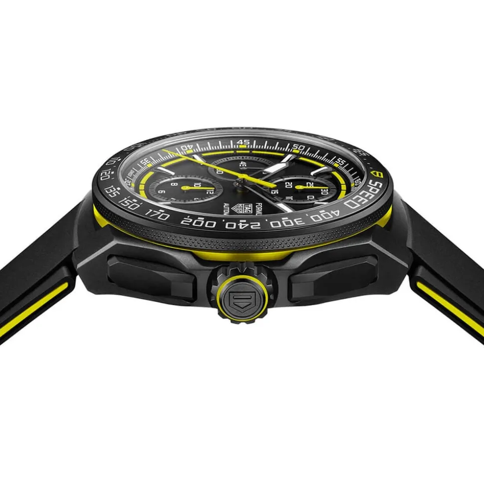 TAG Heuer Formula 1 Chronograph 44mm Black & Yellow Dial Black Rubber Strap Watch