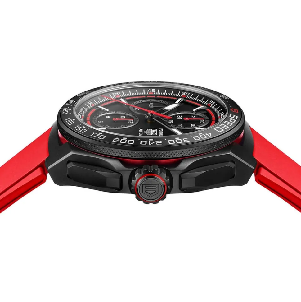 TAG Heuer Formula 1 Chronograph 44mm Black & Red Dial Red Rubber Strap Watch