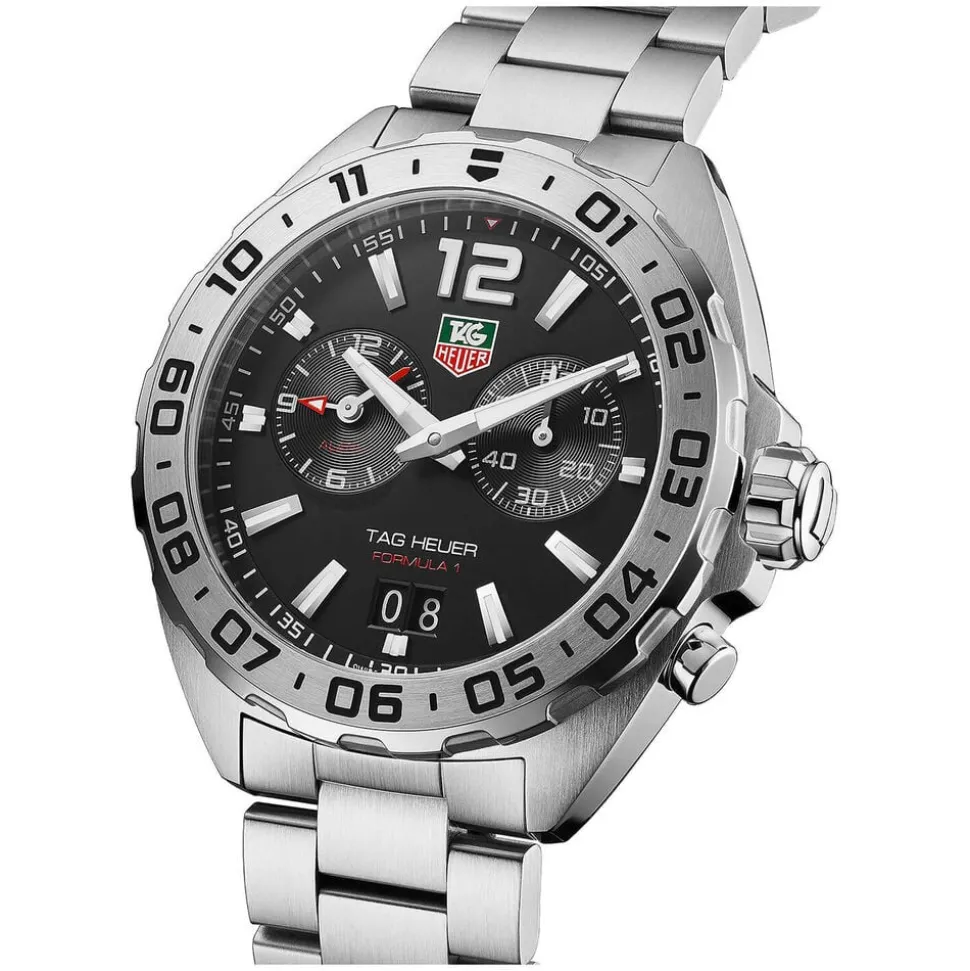 TAG Heuer Formula 1 Date 41mm Black Dial Alarm Stainless Steel Bracelet