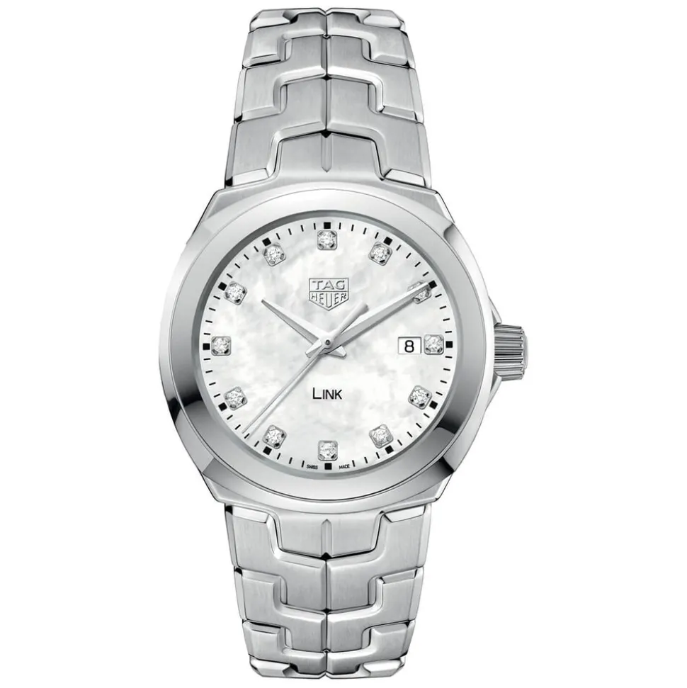 TAG Heuer Link Date 32mm Mother of Pearl Diamond Dial Stainless Steel Bracelet Watch