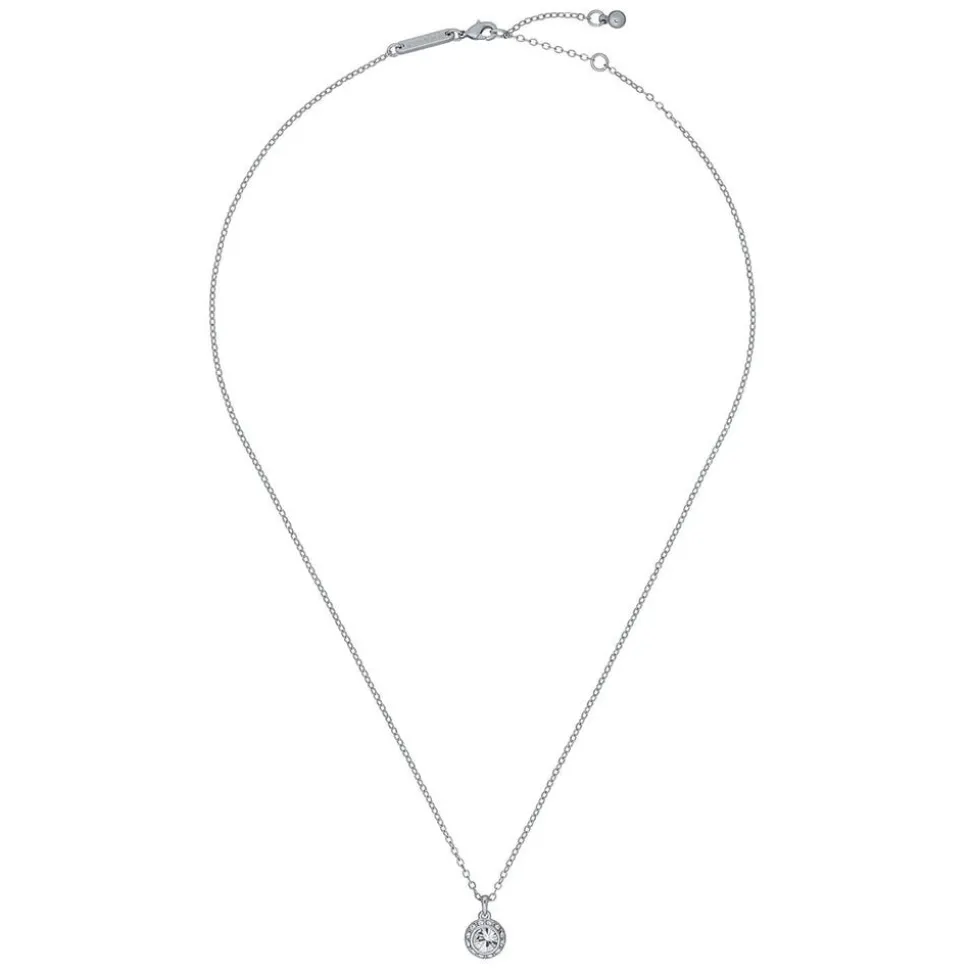 Ted Baker Soltell Silver Plated Solitaire Sparkle Crystal Round Pendant Necklace