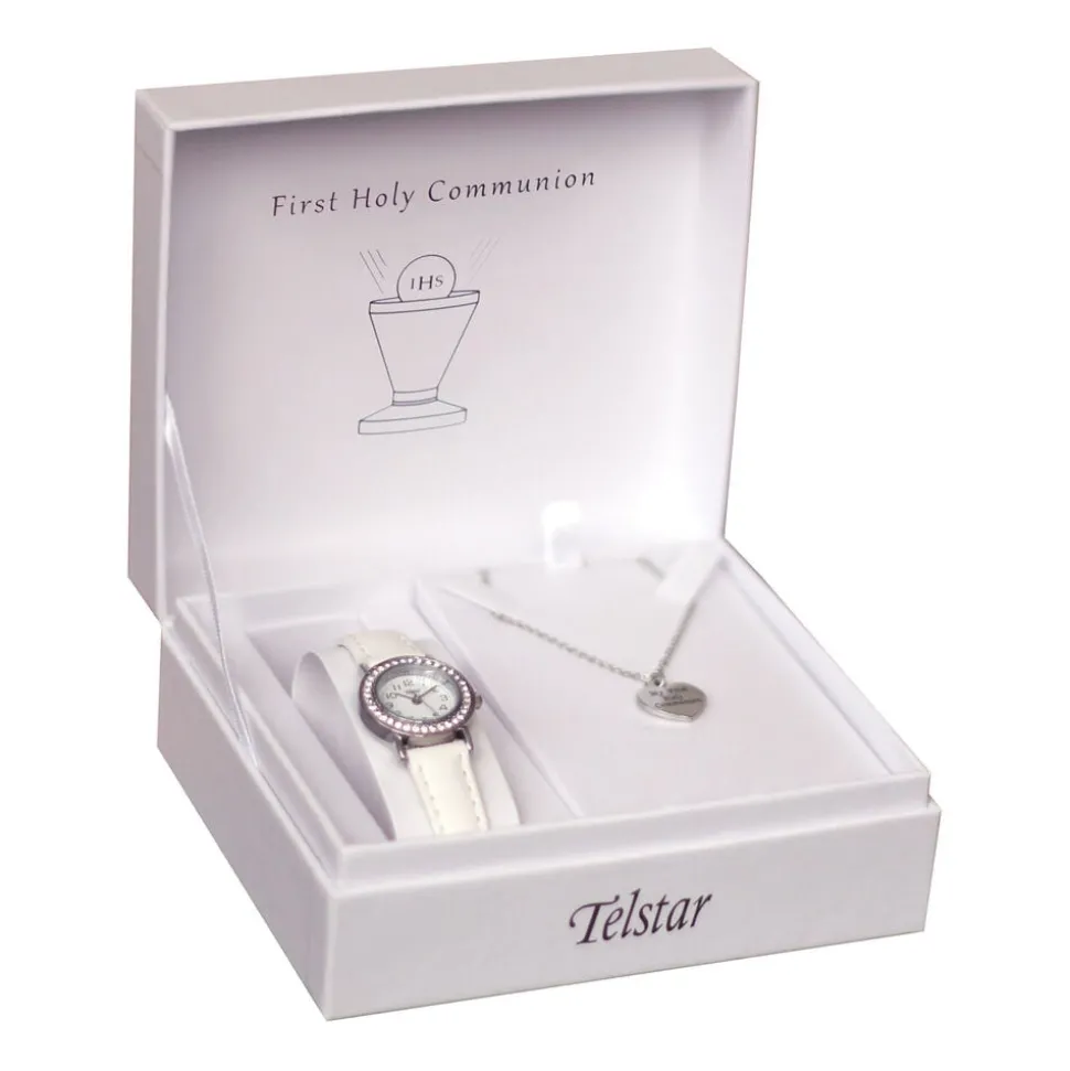 Telstar Girls Crystal Watch & Communion Necklace Set