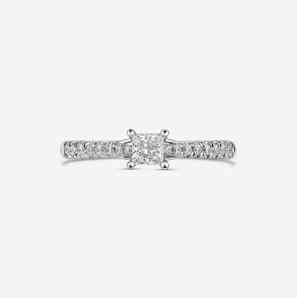 The Orchid Setting Platinum Princess 0.50ct Diamond Shoulders Engagement Ring