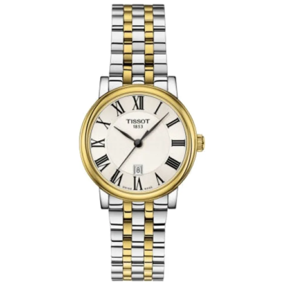 Tissot Carson 30mm Quartz White Dial PVD Case Bracelet Watch