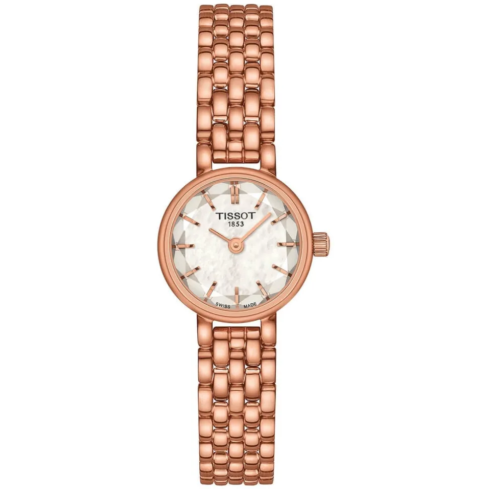 Tissot Lovely Round 19.5mm Rose Gold Bracelet Faceted Glass Watch