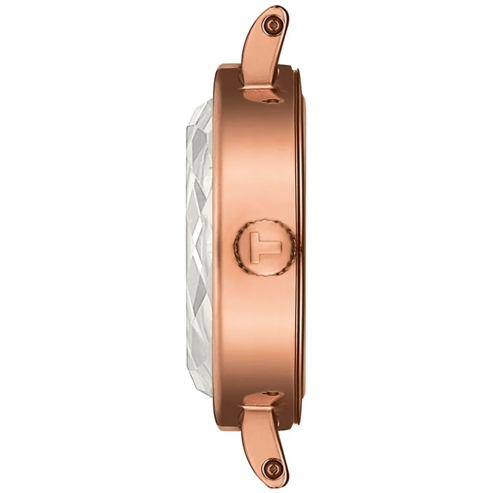 Tissot Lovely Round 19.5mm Rose Gold Bracelet Faceted Glass Watch