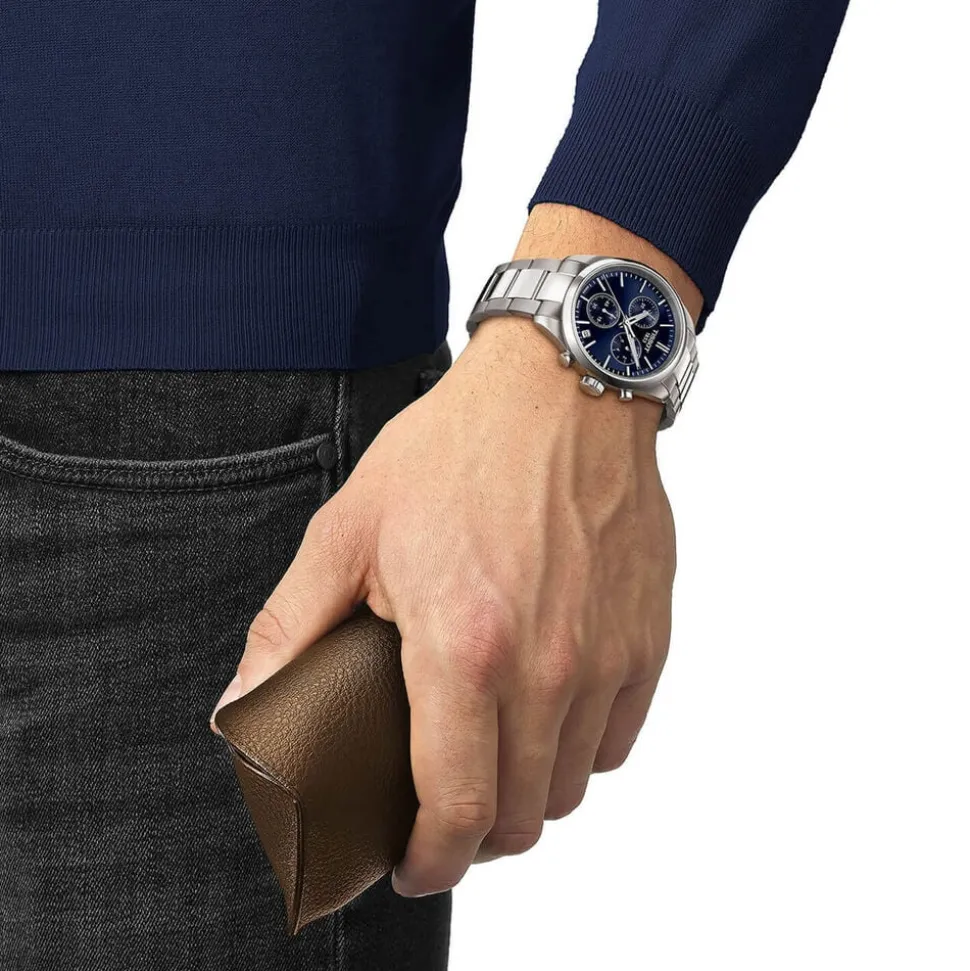 Tissot PR 100 Chronograph 40mm Blue Dial Steel Bracelet Watch