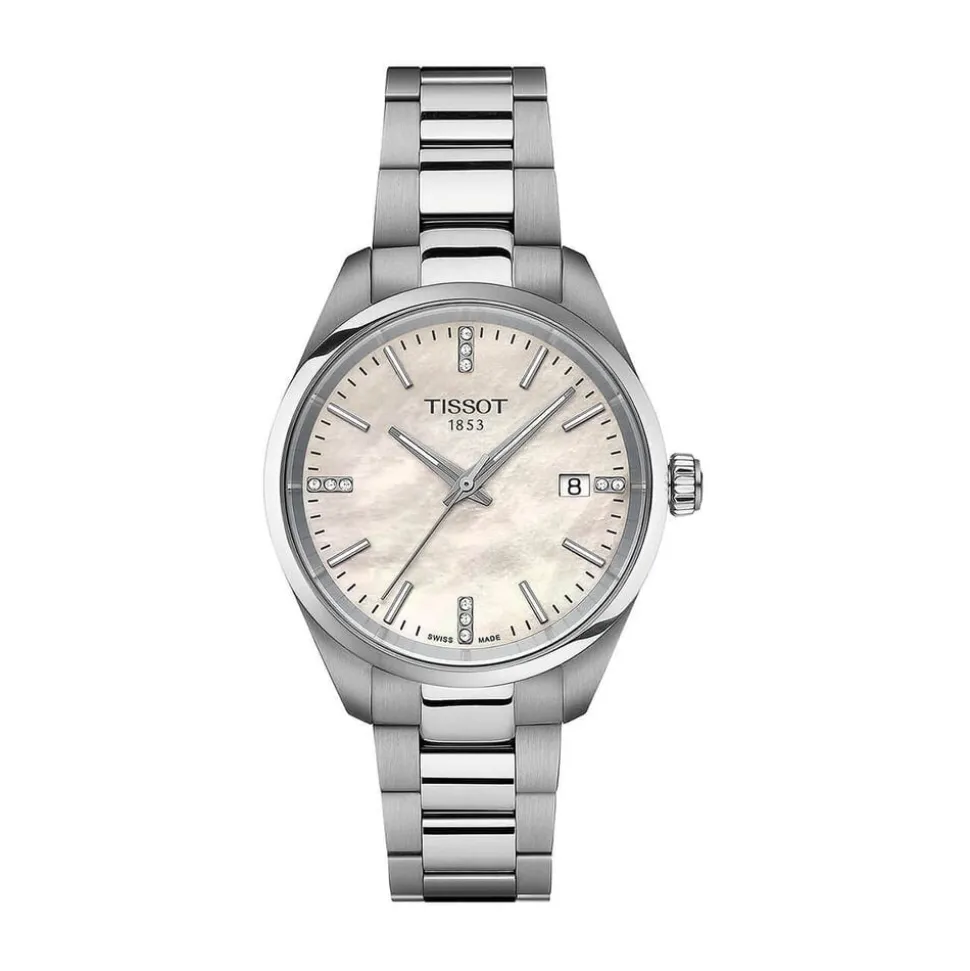 Tissot PR 100 34mm White Mother of Pearl Dial Stainless Steel Bracelet Watch