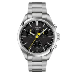 Tissot PR 100 Tour De France Chronograph 40mm Black Dial Steel Bracelet Watch