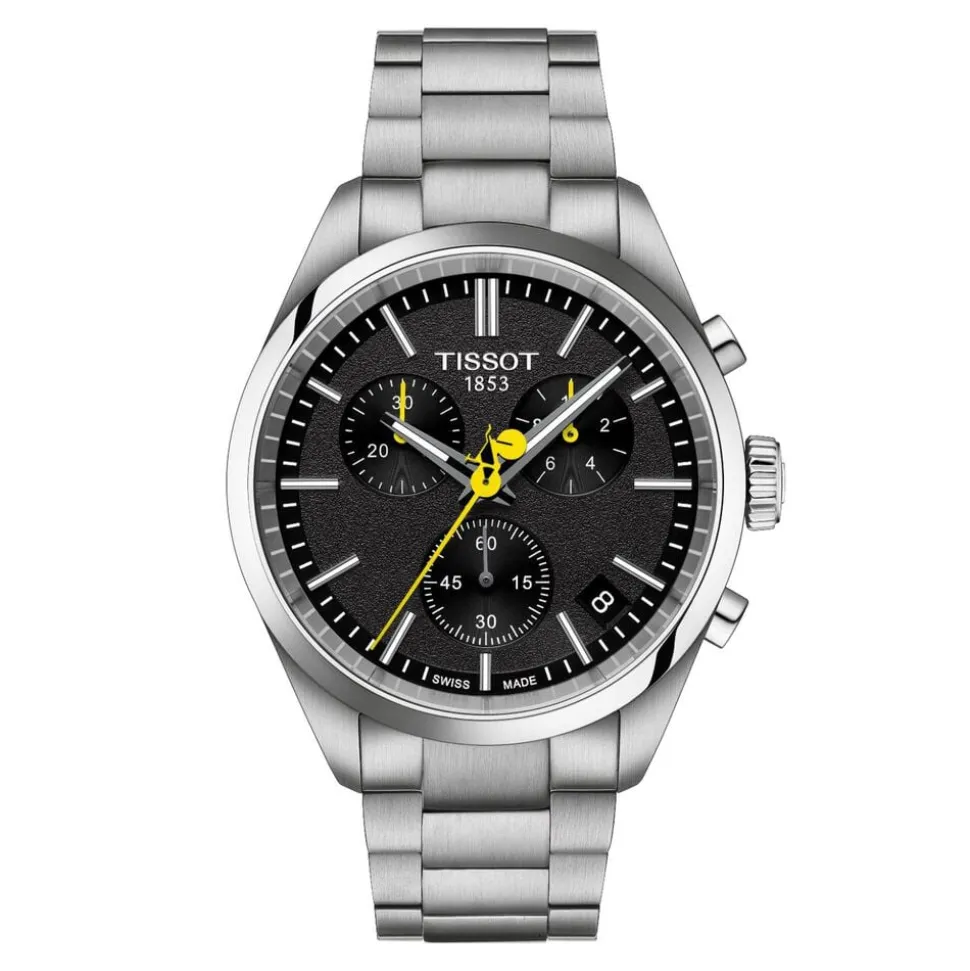 Tissot PR 100 Tour De France Chronograph 40mm Black Dial Steel Bracelet Watch