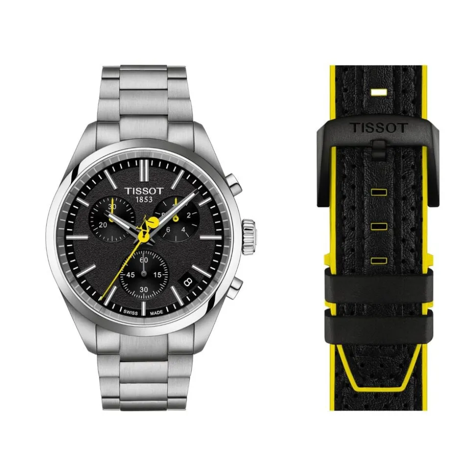 Tissot PR 100 Tour De France Chronograph 40mm Black Dial Steel Bracelet Watch
