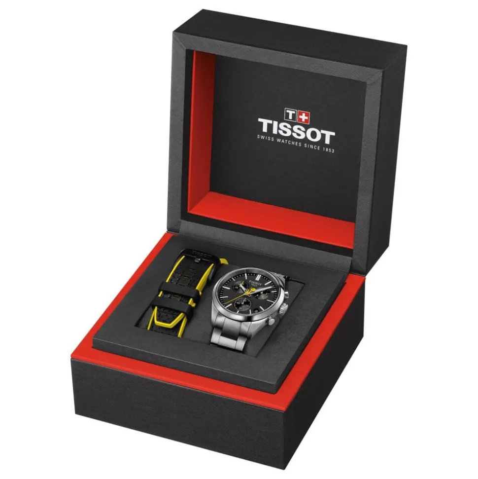 Tissot PR 100 Tour De France Chronograph 40mm Black Dial Steel Bracelet Watch