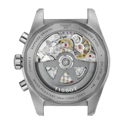 Tissot PR516 Chronograph 41mm White Dial Blue Bezel Steel Bracelet Watch