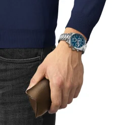 Tissot PR516 Chronograph 40mm Blue Dial Steel Bracelet Watch
