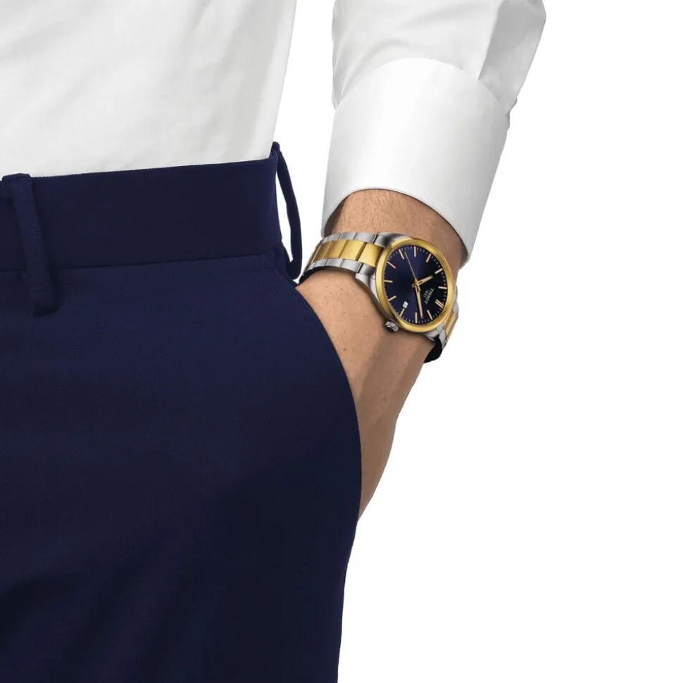 Tissot PR100 40mm Blue Dial Yellow Gold & Steel Case Watch