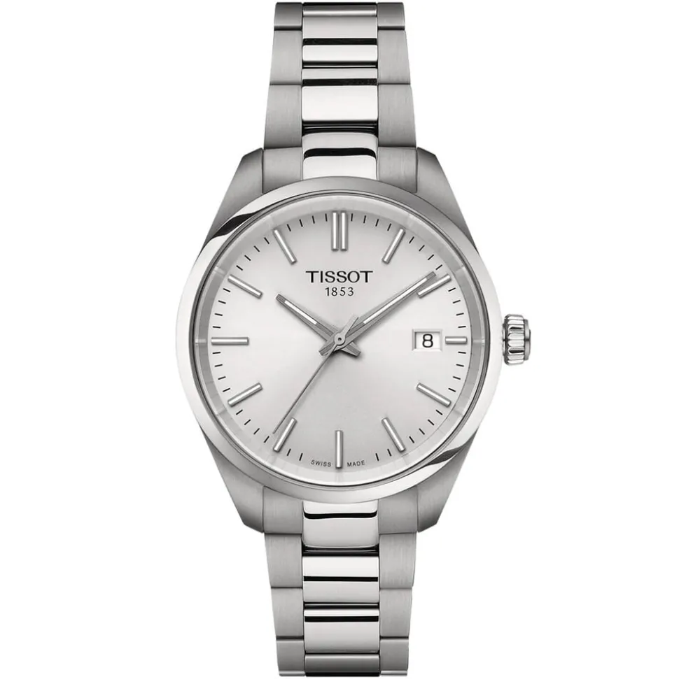 Tissot PR100 34mm Silver Dial Steel Case Bracelet Watch