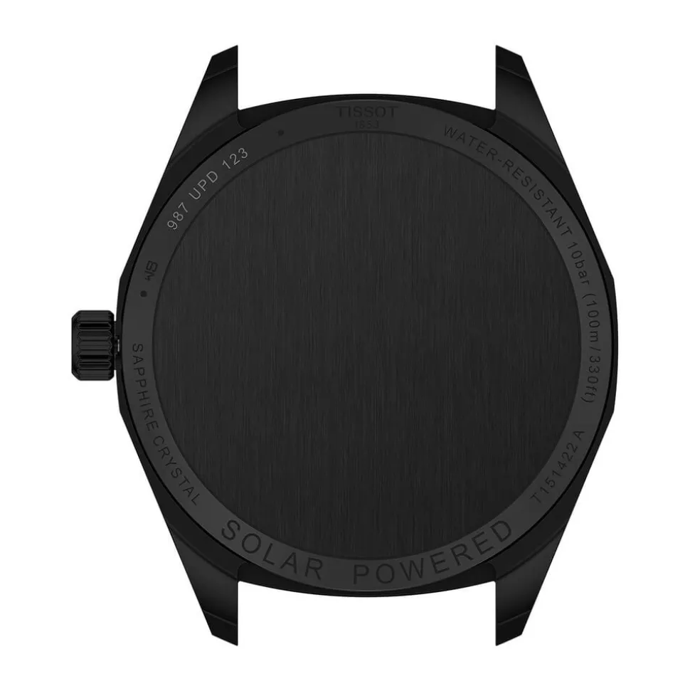 Tissot PRC 100 Solar 39mm Black Dial Black Tone Steel Bracelet Watch