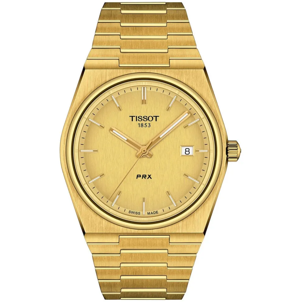 Tissot PRX 205 40mm Quartz Yellow Dial Yellow Gold PVD Case Bracelet Watch