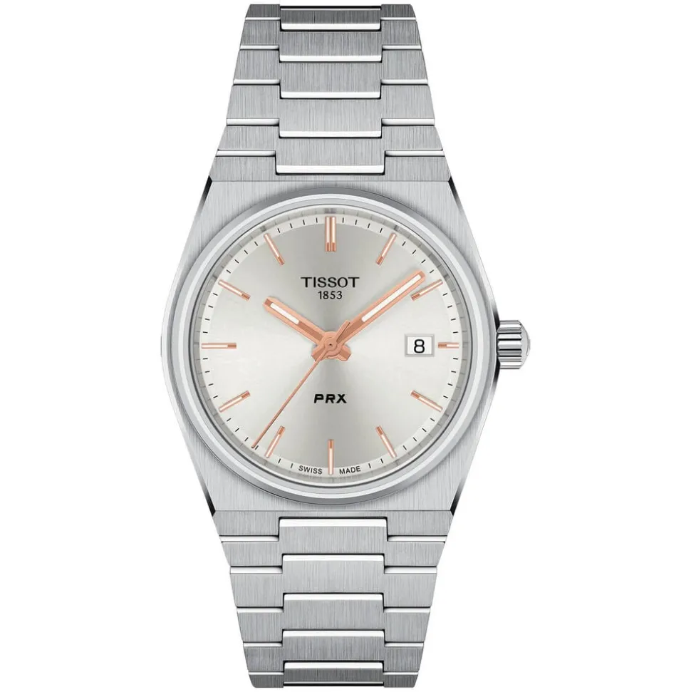 Tissot PRX 35mm Silver Dial Rose Gold Bezel Bracelet Watch