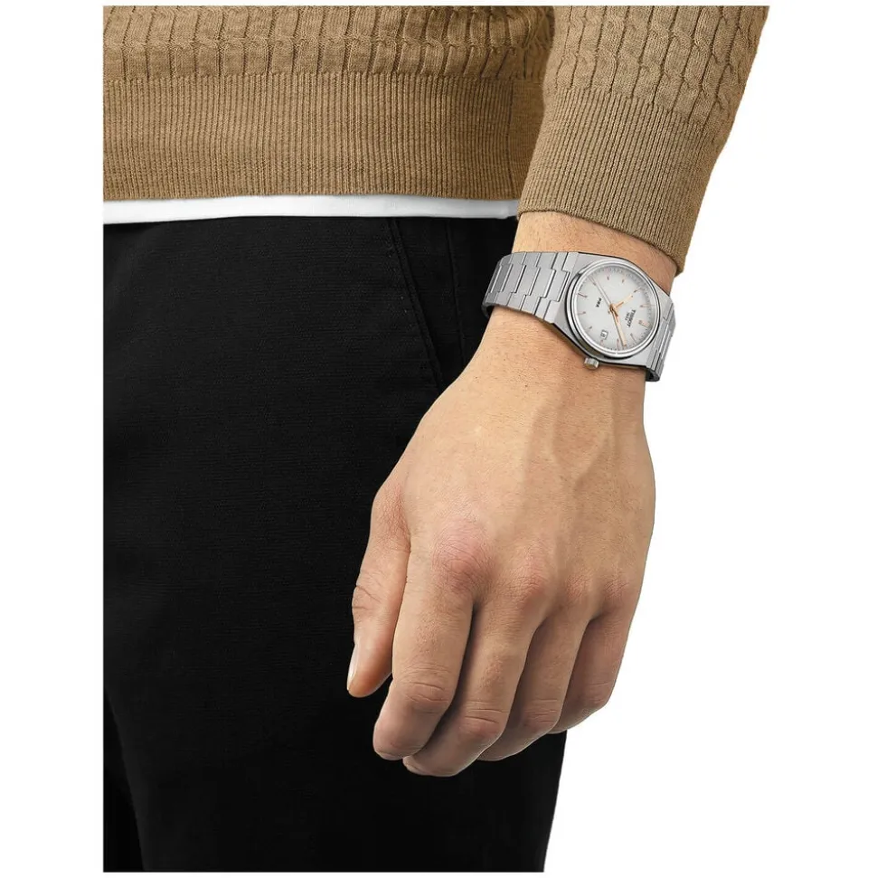 Tissot PRX 40mm White Dial Rose Gold Index Steel Case Bracelet Watch