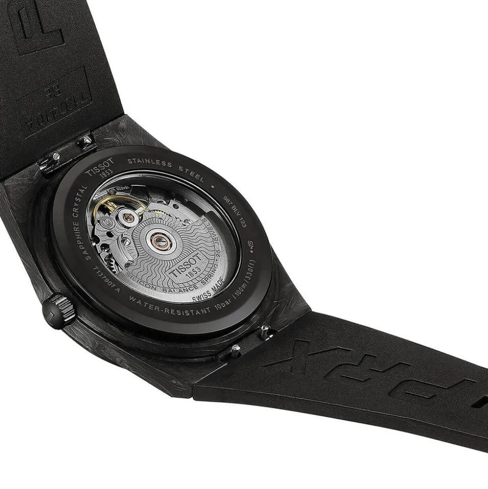 Tissot PRX Powermatic 80 40mm Black Dial Carbon Case Rubber Strap Watch