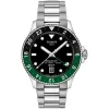 Tissot Seastar 1000 Quartz GMT 40mm Black Dial Black & Green Bezel Steel Bracelet Watch