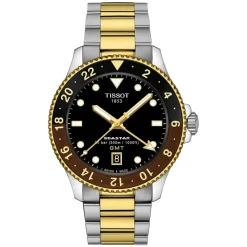 Tissot Seastar 1000 Quartz GMT 40mm Black Dial Black & Brown Bezel Steel Bracelet Watch