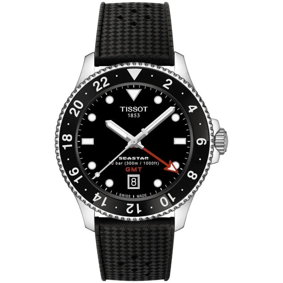 Tissot Seastar 1000 Quartz GMT 40mm Black Dial & Bezel Rubber Strap Watch