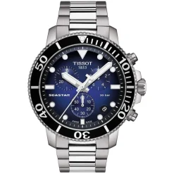 Tissot Seastar Blue Chronograph Stainless Steel Bracelet Mens Watch