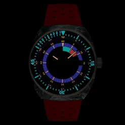 Tissot Sideral S Powermatic 80 41mm Red Detail Carbon Case Red Rubber Strap Watch
