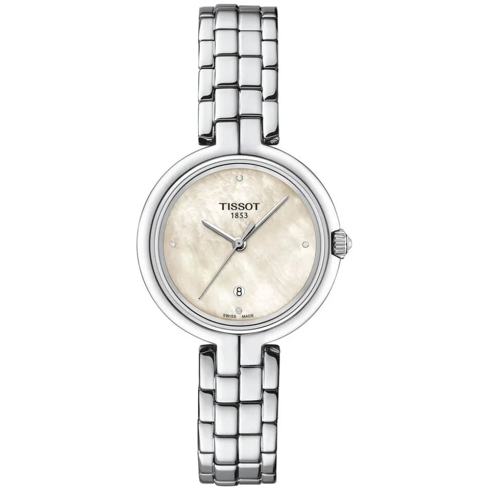 Tissot T-Lady Flamingo 30mm MOP Dial Diamond Dots Steel Bracelet Watch