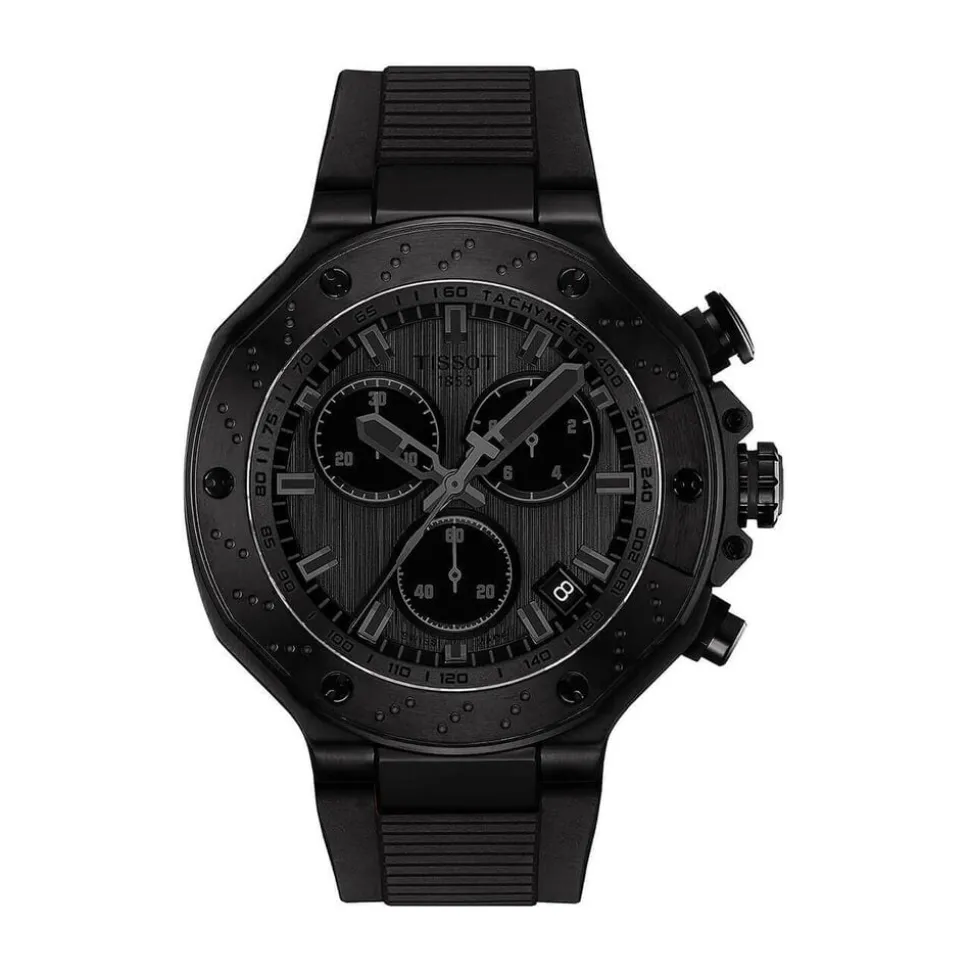 Tissot T-Race Chronograph 45mm Dark Grey Dial Black Rubber Strap Watch